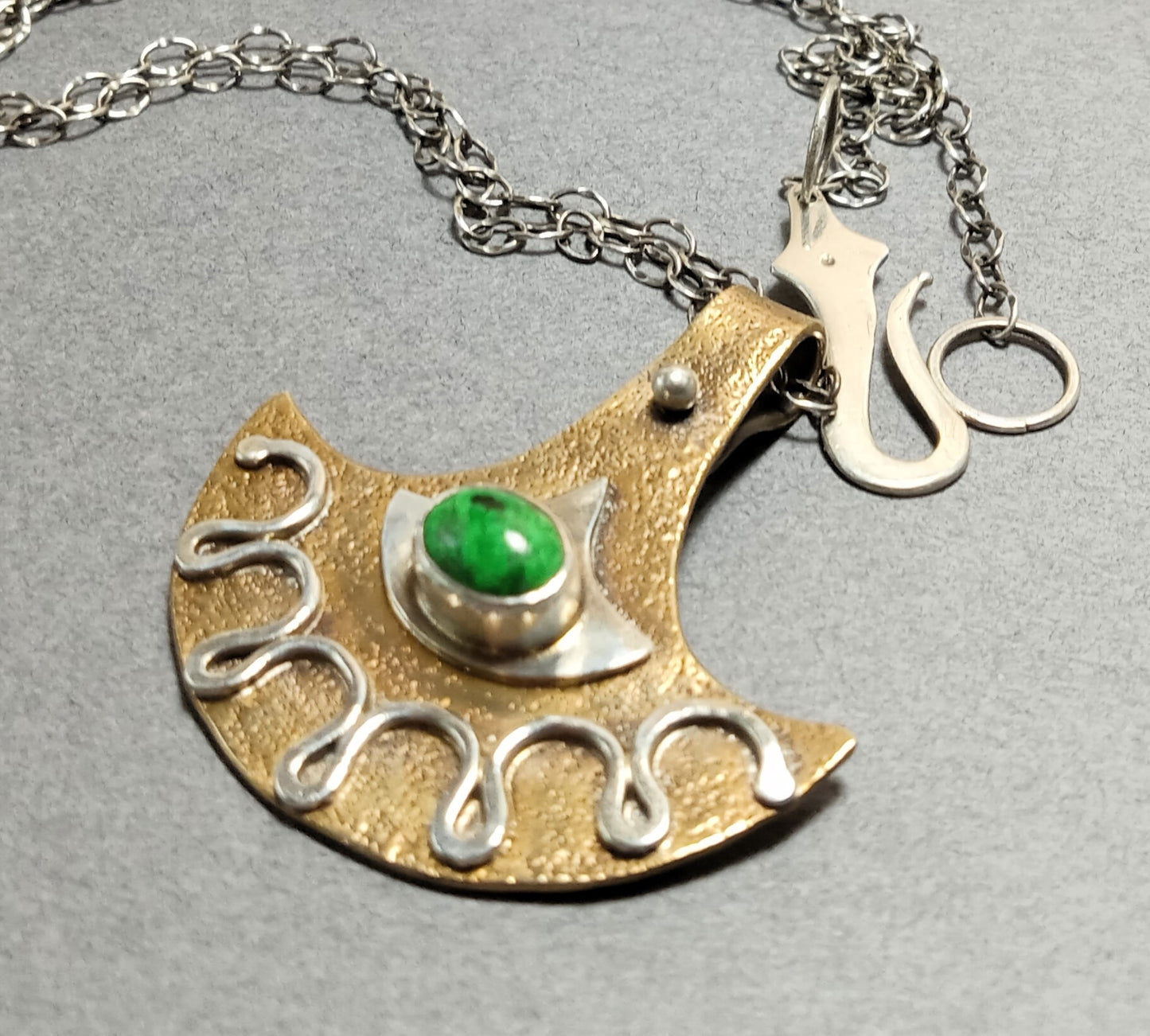 Maw Sit Sit Pendant Necklace in Bronze and Sterling Silver – Tribal Axe Design