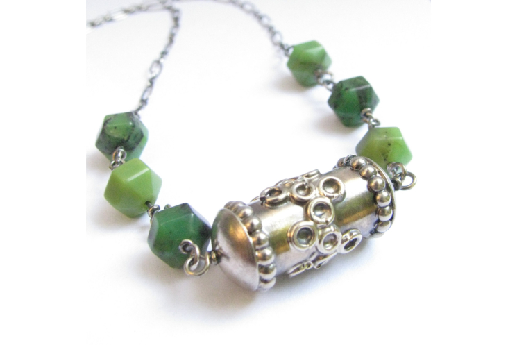 Handcrafted Sterling Silver And Chrysoprase Necklace