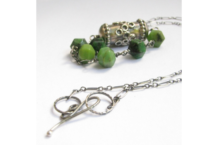 Handcrafted Sterling Silver And Chrysoprase Necklace