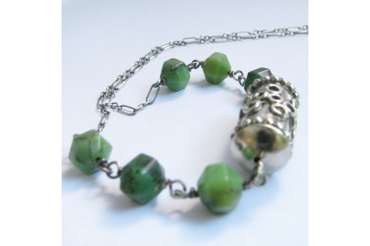 Handcrafted Sterling Silver And Chrysoprase Necklace
