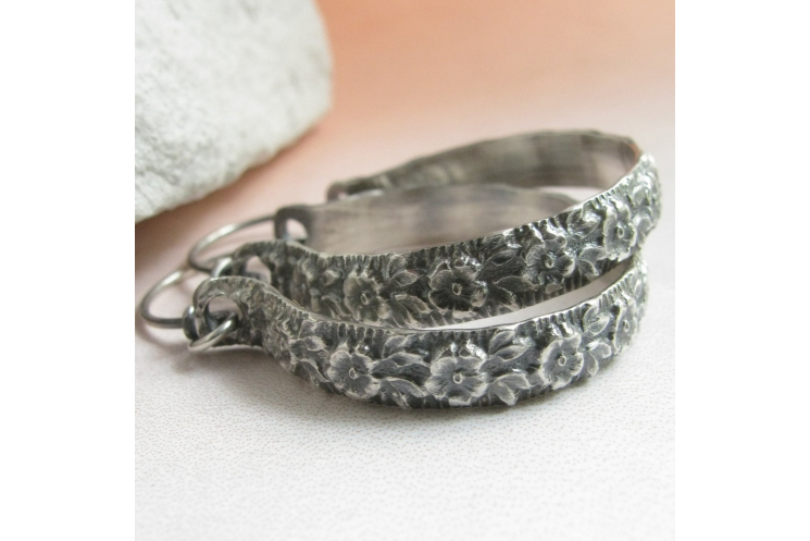 1.5" sterling silver floral hoop earrings image 1