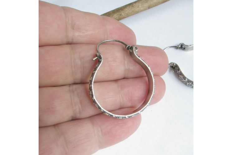 1.5" sterling silver floral hoop earrings image 5