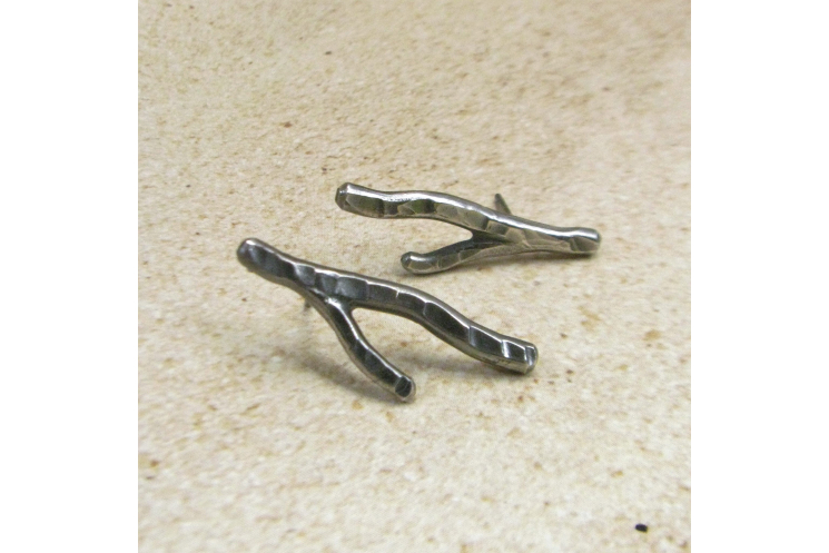 Argentium coral twig earrings Image 2
