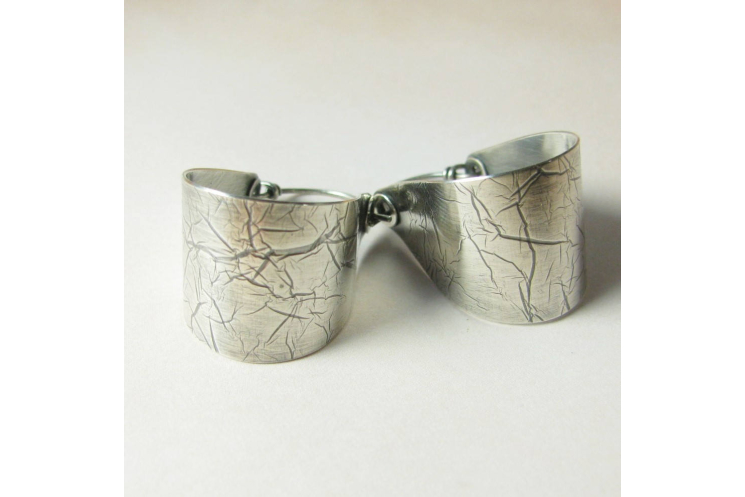 Contemporary Large Argentium Sterling Silver Saddle Hoop Earrings - Image 4