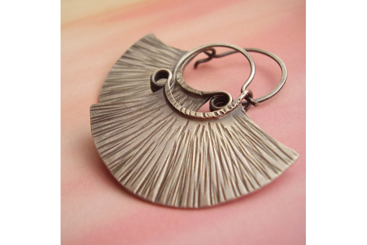 sterling silver tribal fan earrings - image 1