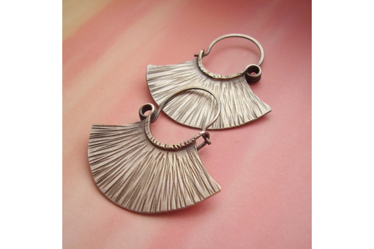 sterling silver tribal fan earrings - image 2