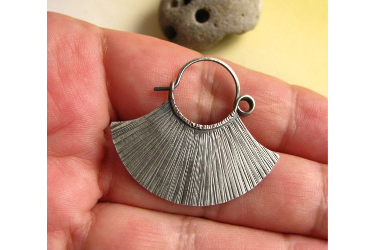 sterling silver tribal fan earrings - image 5