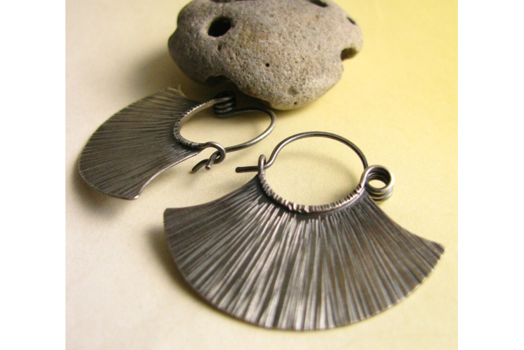 sterling silver tribal fan earrings - image 4