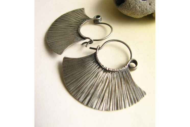 sterling silver tribal fan earrings - image 3