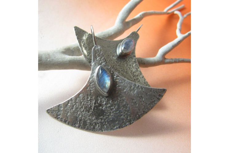 Modern Argentium Sterling Silver And Rainbow Moonstone Earrings Image 3