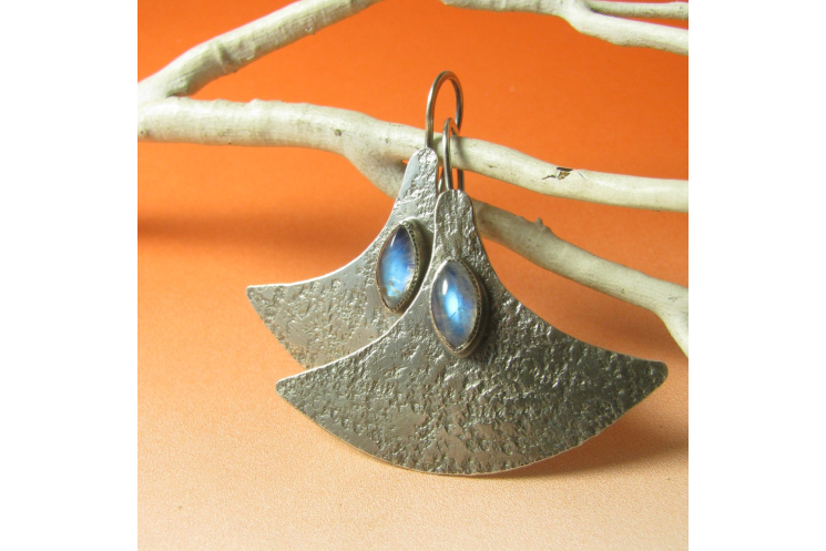 Modern Argentium Sterling Silver And Rainbow Moonstone Earrings Image 4