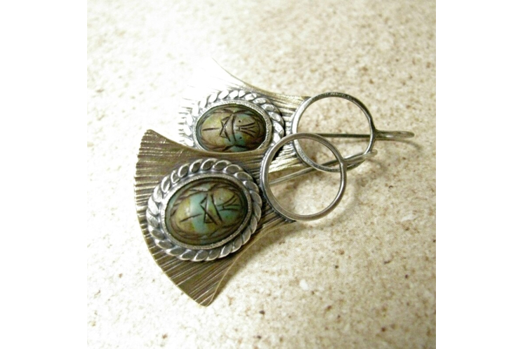 Mixed Metal Scarab Earrings