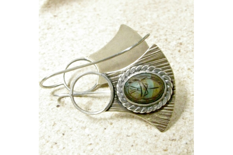 Mixed Metal Scarab Earrings