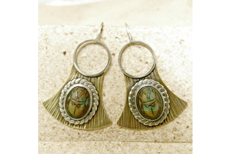 Mixed Metal Scarab Earrings