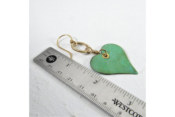 Large Verdigris Heart Earrings