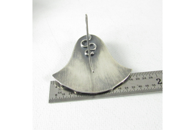 Back of Argentium Sterling Silver Egyptian Lotus Earrings With Large Deep Red Ga