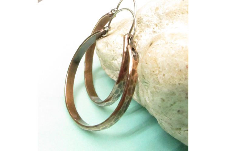 Large Copper Hoop Earrings Image 1