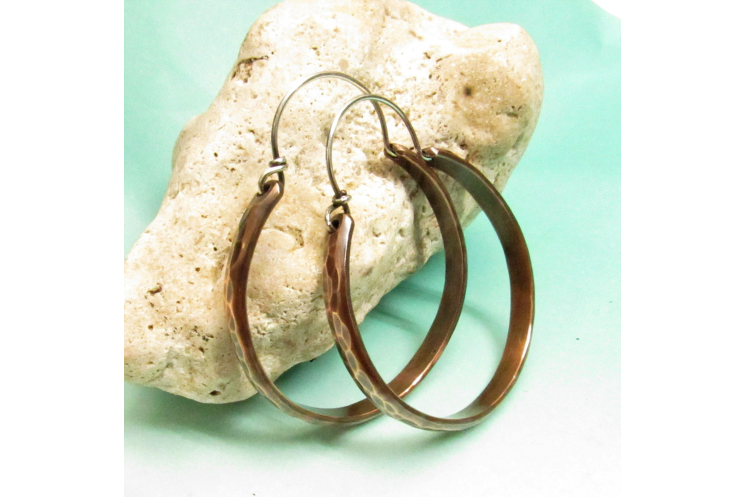 Mixed Metal Copper And Sterling Silver Hoop Earrings Image 3