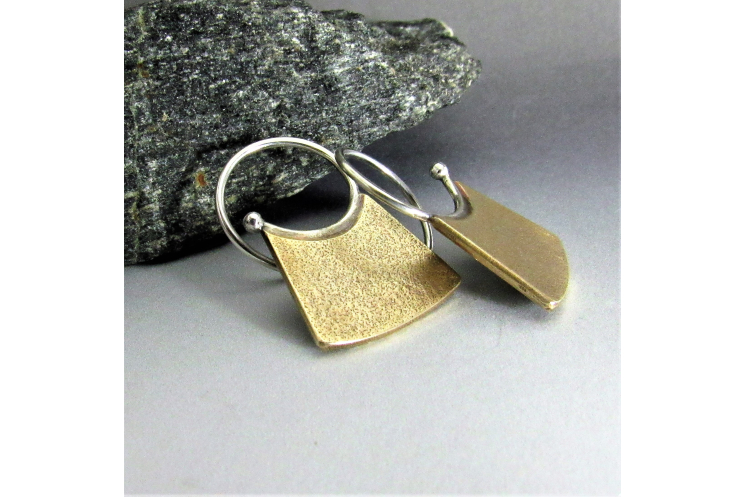 Handcrafted Modern Sterling Silver And Bronze Earrings By Mocahete