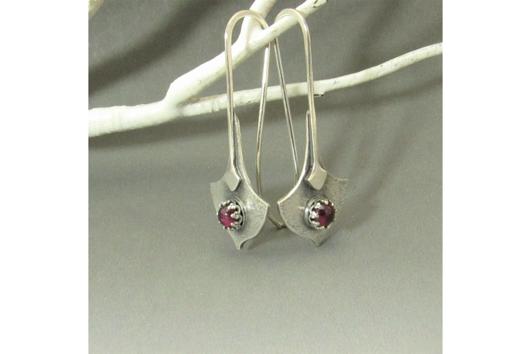 Garnet Earrings, Small Bohemian Style,