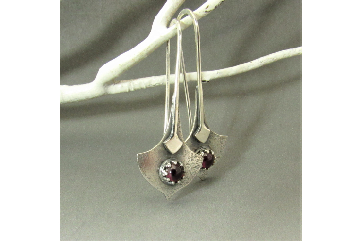 Garnet Earrings, Small Bohemian Style,