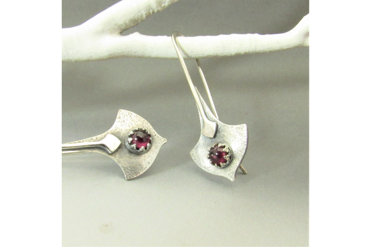 Garnet Earrings, Small Bohemian Style,