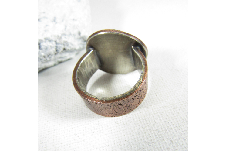 Sterling Silver And Copper Turquoise Ring Unisex Size 9