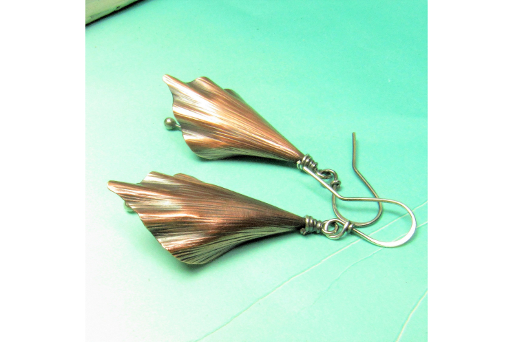 Copper And Sterling Silver Mixed Metal Lily Flower Earrings - Image 4