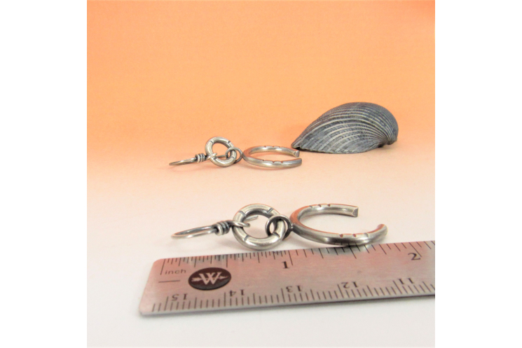 AHandcrafted Argentium double circle earrings, chunky design, tribal influence
