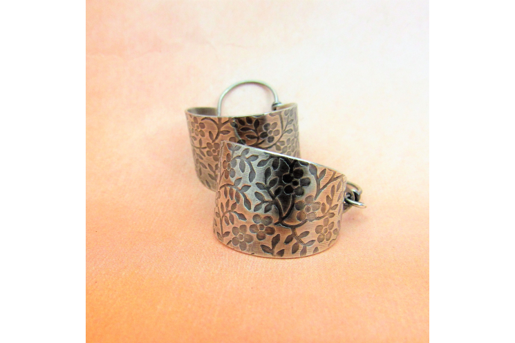 Flower Pattern Sterling Silver Basket Earrings