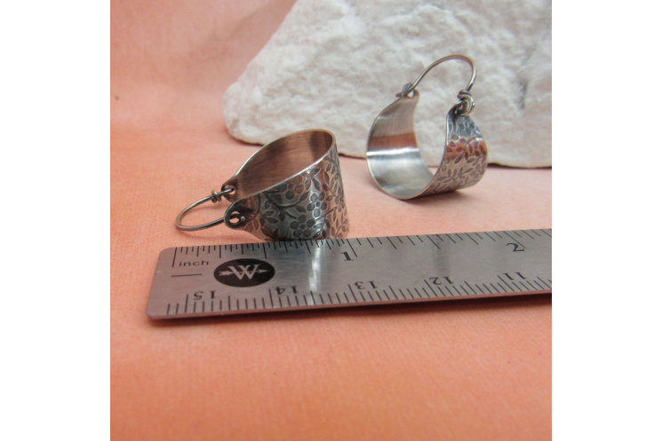 Flower Pattern Sterling Silver Basket Earrings