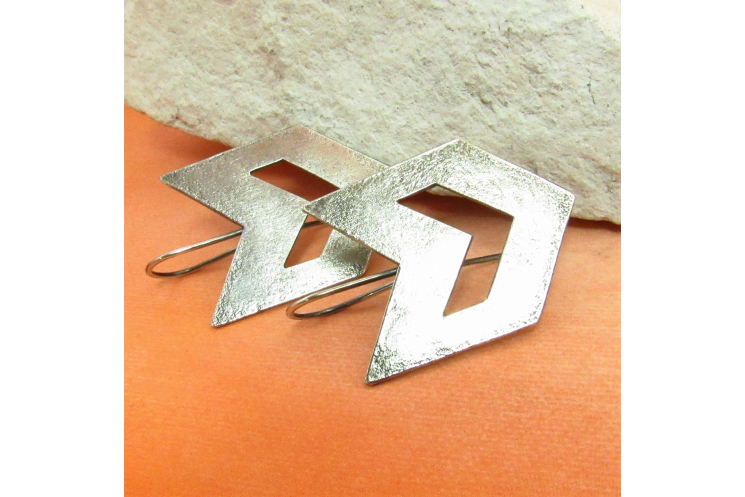 Contemporary Southwest Sterling Silver Chevron Earrings - Image 2