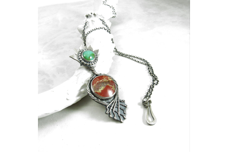 Terra Virgo - One Of A kind Jasper And Turquoise Pendant Necklace