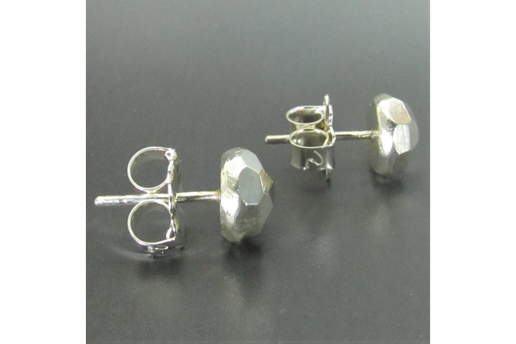 argentium sterling silver faceted nugget stud earrings