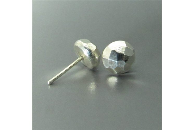 argentium sterling silver faceted nugget stud earrings