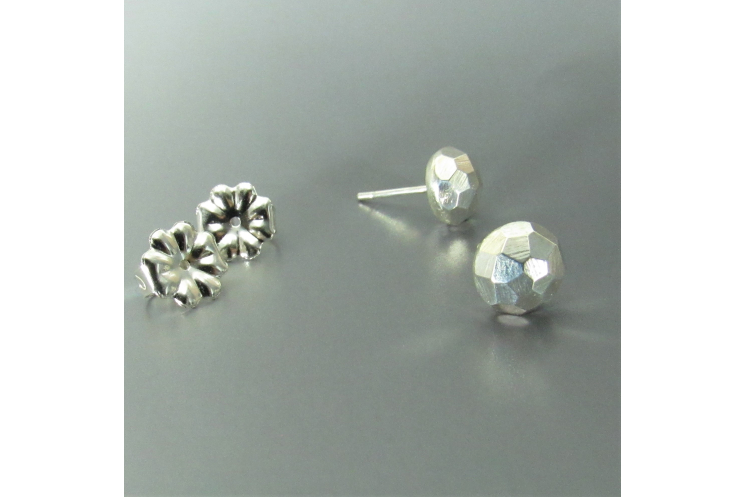 argentium sterling silver faceted nugget stud earrings