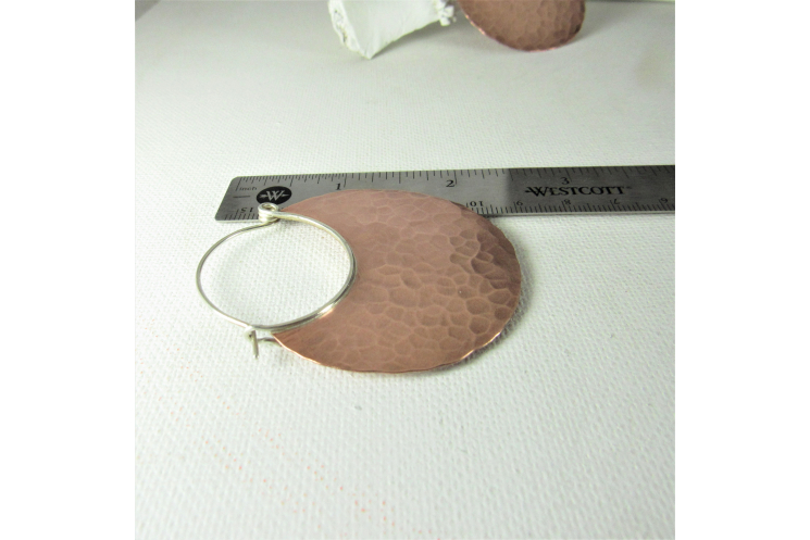 Extra Large Hammered Copper Hoop Earrings