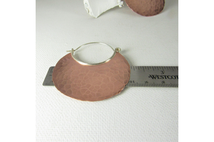 Extra Large Hammered Copper Hoop Earrings