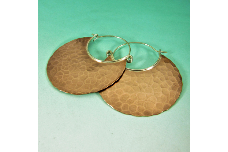 Extra Large Hammered Copper Hoop Earrings