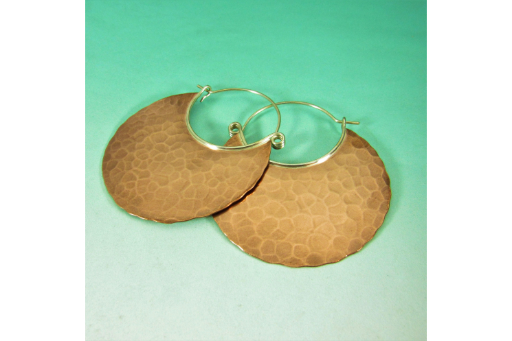 Extra Large Hammered Copper Hoop Earrings