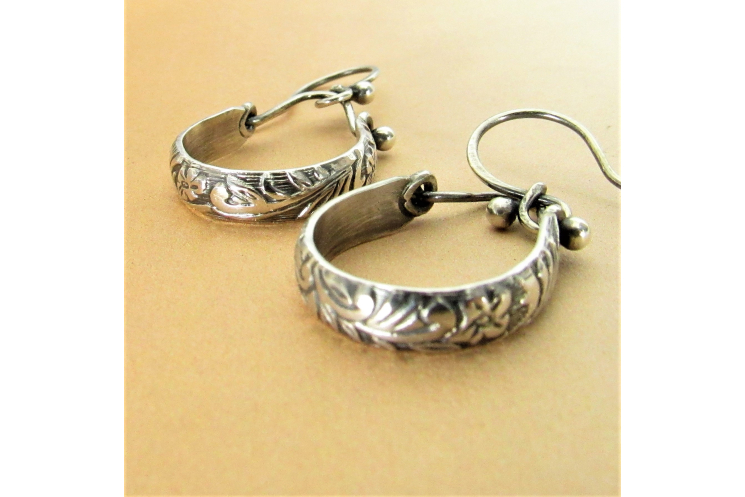 Sterling Silver Floral Dangle Earrings - image 1