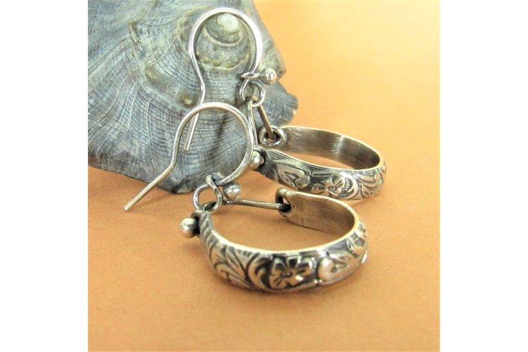 Sterling Silver Floral Dangle Earrings - image 2