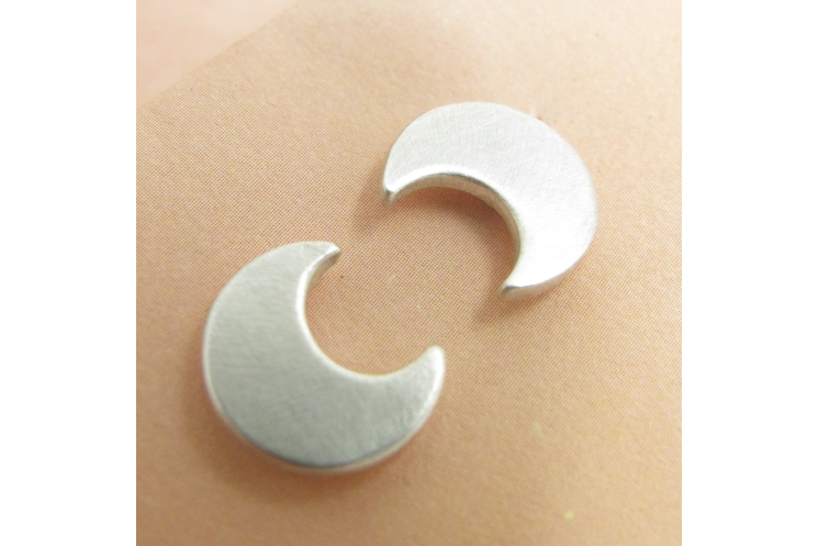 Sterling Silver Crescent Moon Stud Post Back Earrings - Image 1