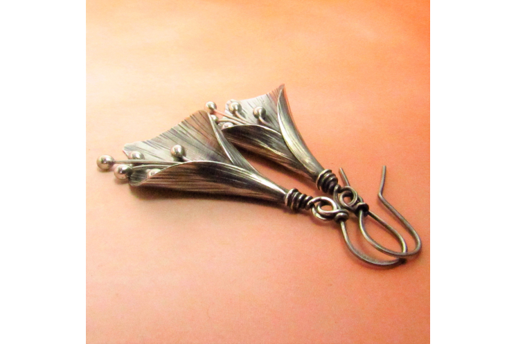 Large Argentium Sterling Silver Lily Earrings - 3