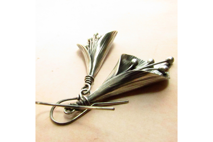 Large Argentium Sterling Silver Lily Earrings - 4