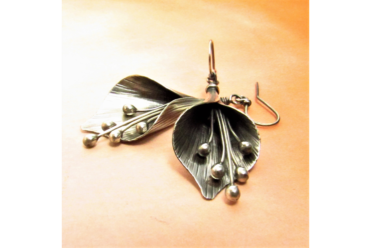 Large Argentium Sterling Silver Lily Earrings - 1