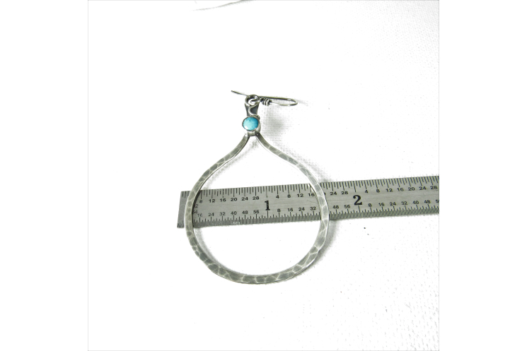Large Sterling Silver And Turquoise Hoop Earrings