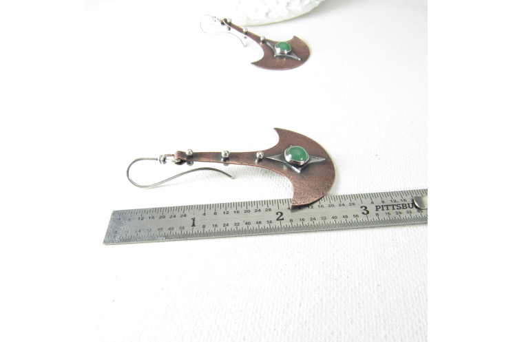 Tribal Inspired Green Adventurine Mixed Metal  Earrings