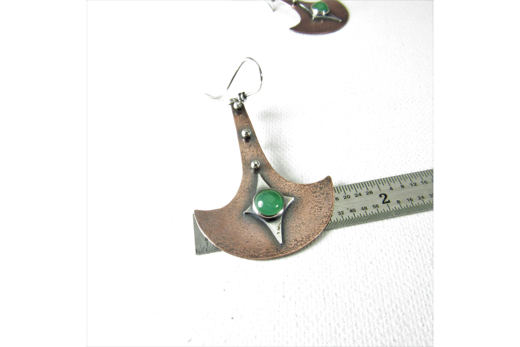 Tribal Inspired Green Adventurine Mixed Metal  Earrings