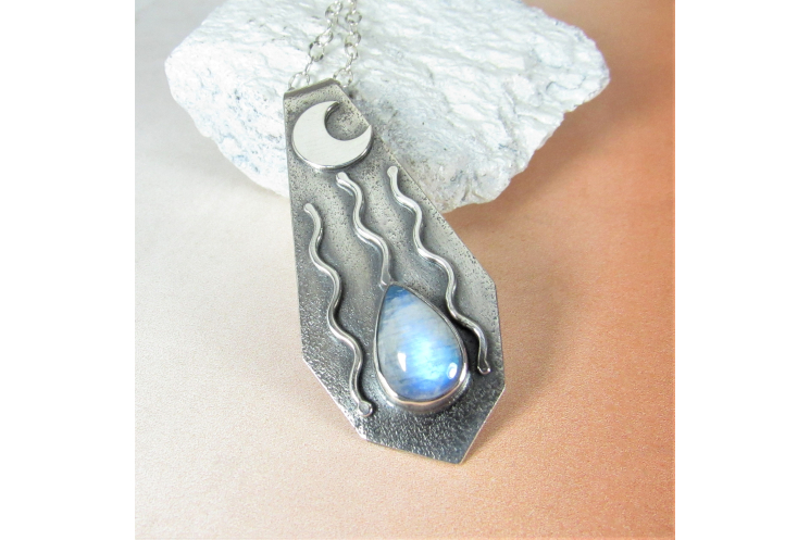 Moon Drop Sterling Silver And Moonstone Pendant Necklace